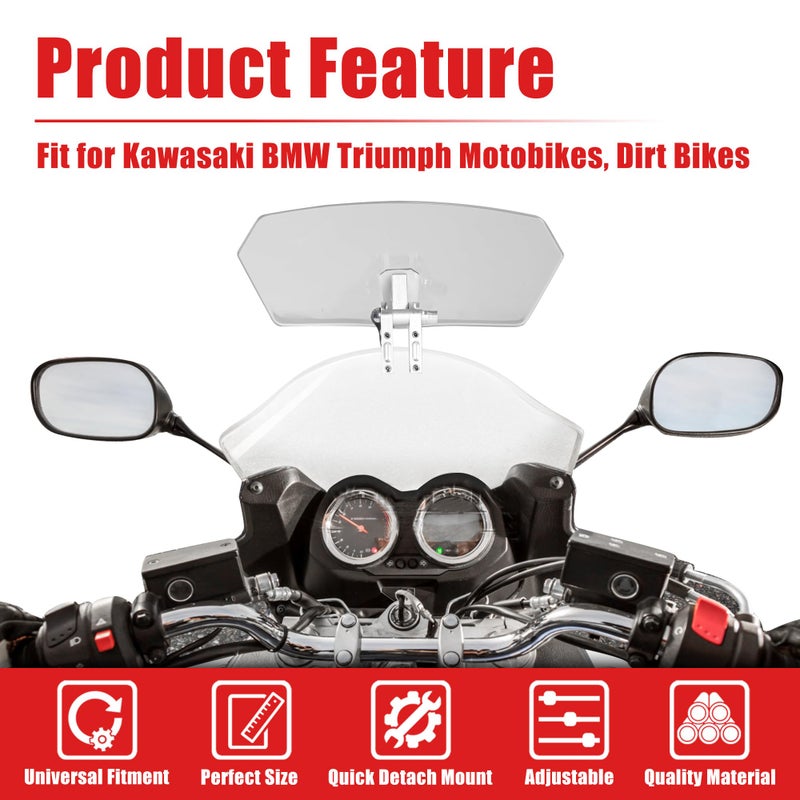Goldfire Universal Motorcycle Windshield Extension Windscreen Extended Deflector Motorcycle Windshield Adjustable Airflow Wind Deflector for Kawasaki BMW Triumph Motobikes, Dirt Bikes(Color: Clear) - Image 3